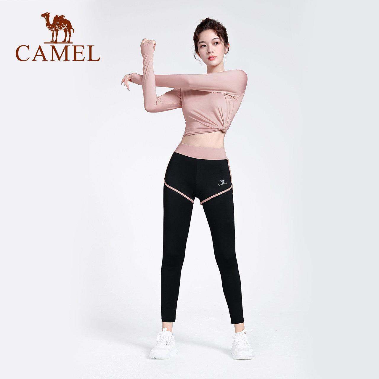 骆驼夏季晨跑步短袖健身房瑜伽服 骆驼瑜伽套装