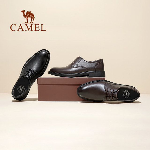 Camel Autumn Genuine Leather British Business Leather Shoes Breathable