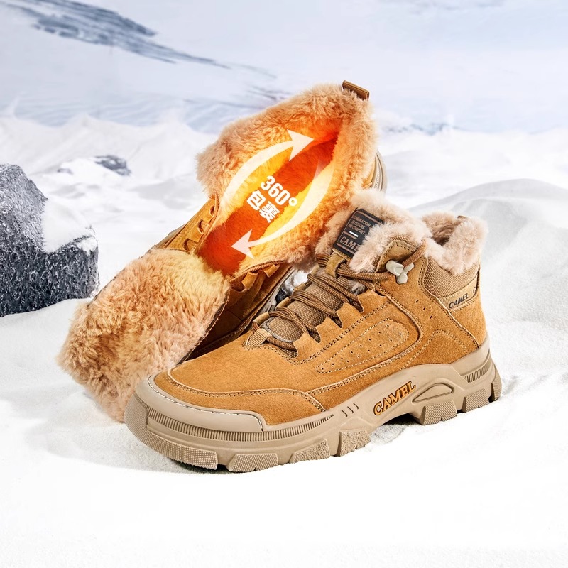 骆驼男鞋冬季新款加绒加厚保暖雪地靴防滑东北棉鞋休闲工装靴男款 - 图3