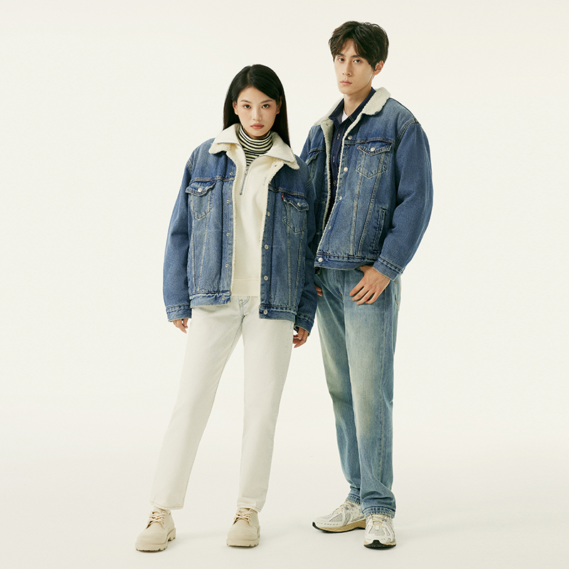 Levi's李维斯新款男士仿羊羔绒牛仔外套毛领舒适复古时尚外套-图3