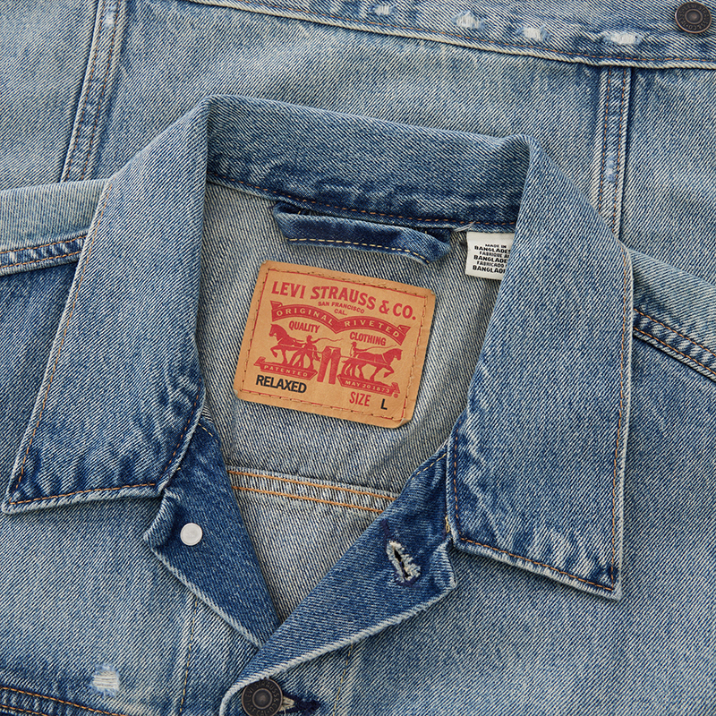 Levi's李维斯24夏季新款男士牛仔夹克做旧破洞复古挺阔有型外套-图3