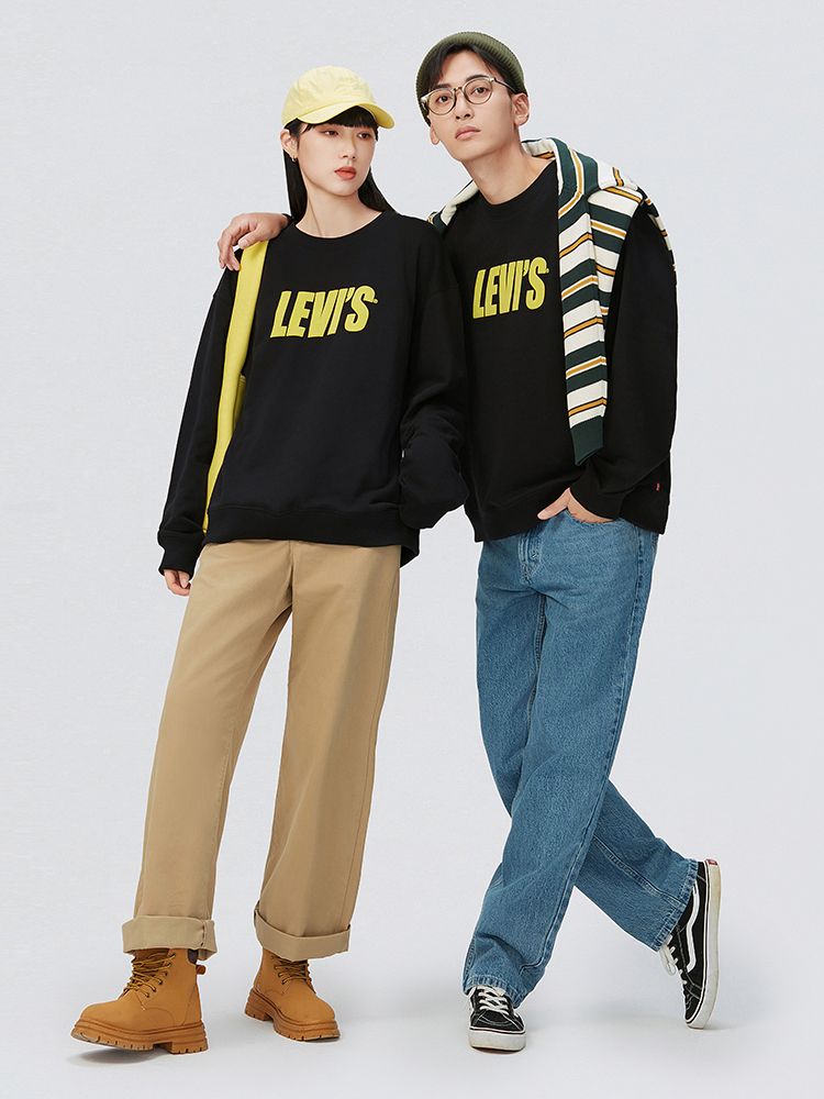 Levi's李维斯春季新款女士卫衣LOGO印花简约舒适时尚长袖-图0