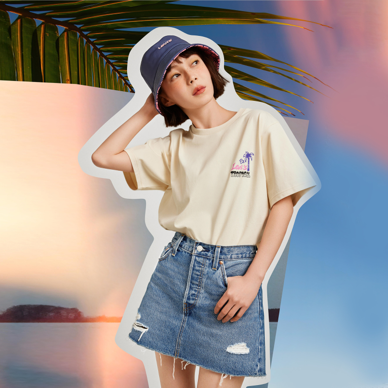 【商场同款】Levi's李维斯20夏季新品女士牛仔短裙A4694-0002 - 图0