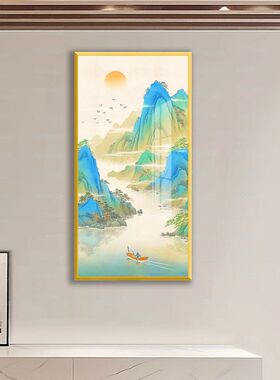 【进口棉布】蒙娜丽莎皇室十字绣青绿千里江山山水风景画客厅手工