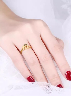 香港雪禧星月相伴戒指女金包银素圈时尚潮流指环开口可调节送礼物