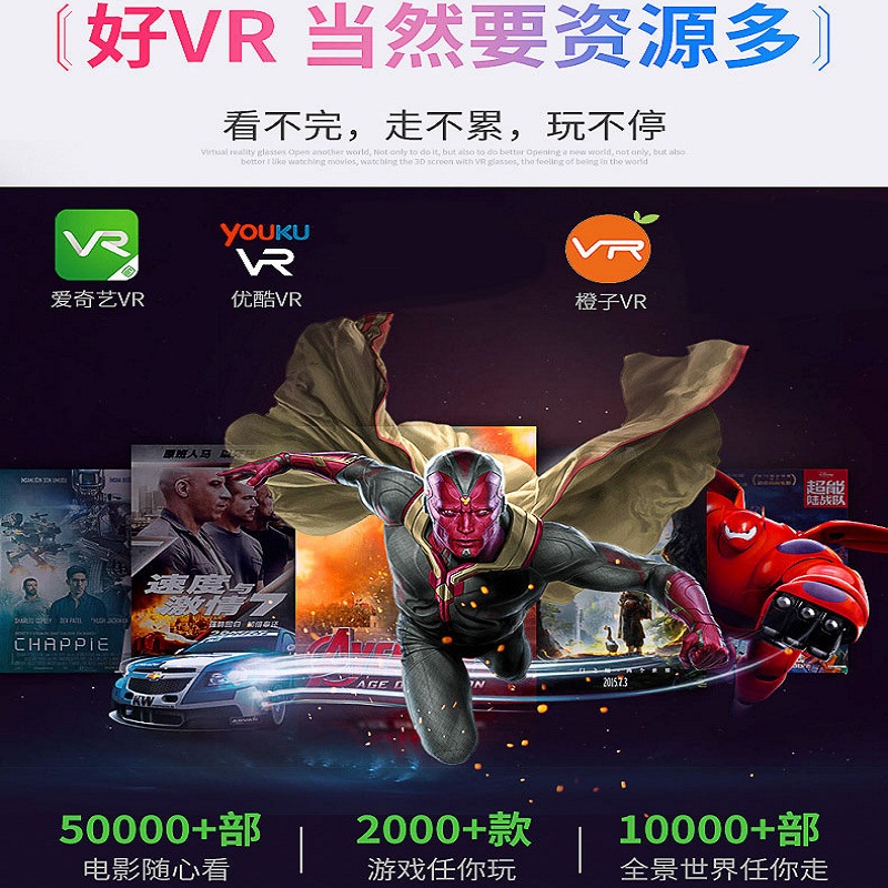 智能VR眼镜可折叠虚拟现实手机3D电影360度全景视频居家旅游玩V1-图2