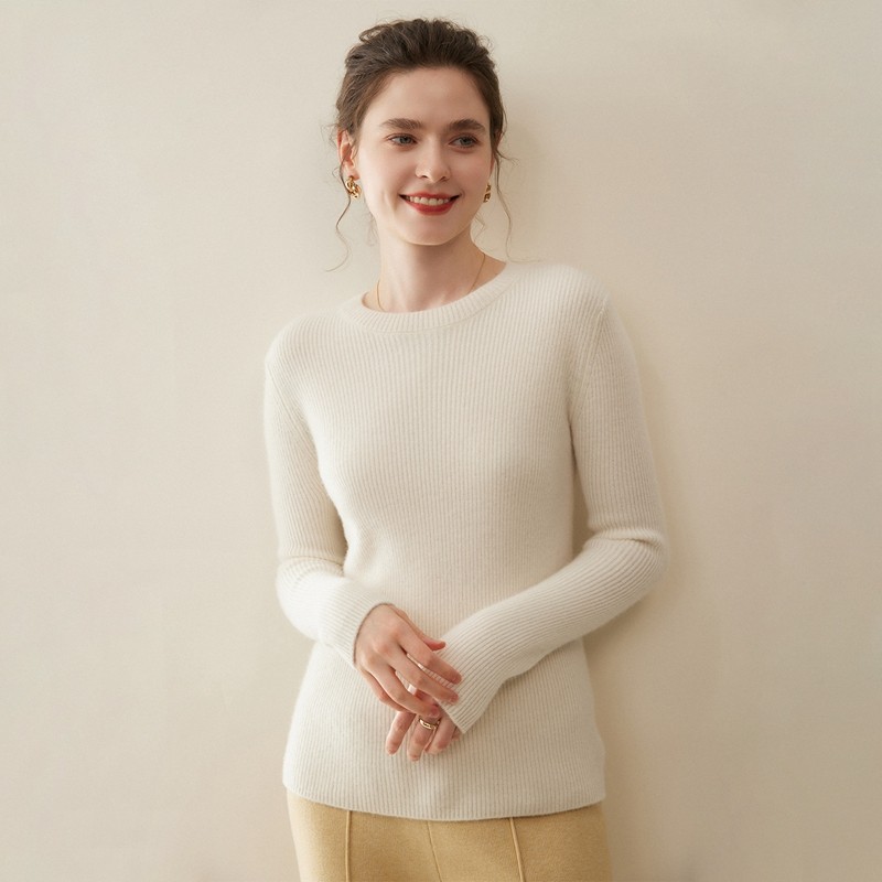 小山羊绒衫女圆领加厚修身套头针织打底衫通勤简约风毛衣百搭,淘宝优惠券,粉丝福利购,淘宝优惠卷