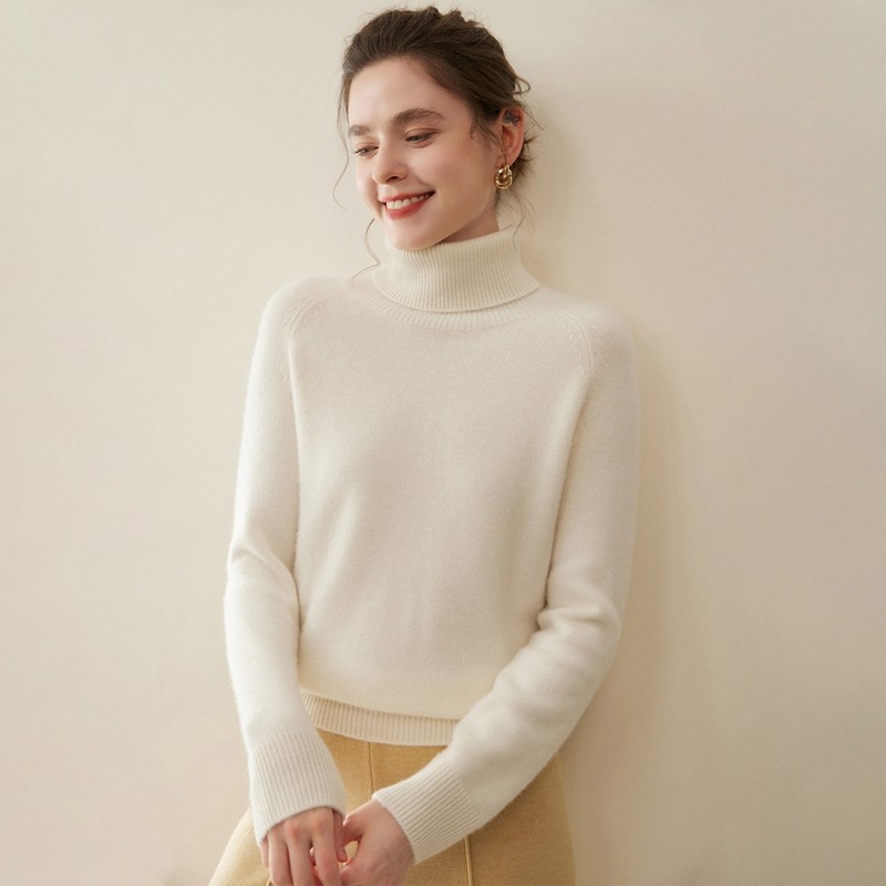 小山羊绒衫女高领插肩袖加厚套头毛衣通勤简约针织衫打底,淘宝优惠券,粉丝福利购,淘宝优惠卷