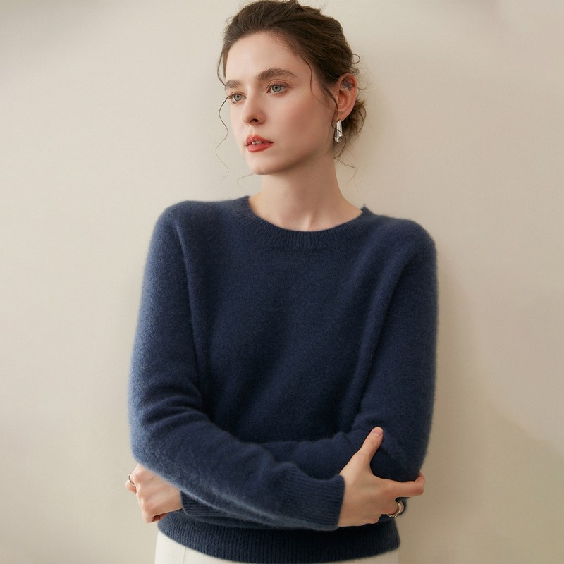 简约风小山羊绒衫女圆领宽松套头针织打底毛衣百搭,淘宝优惠券,粉丝福利购,淘宝优惠卷