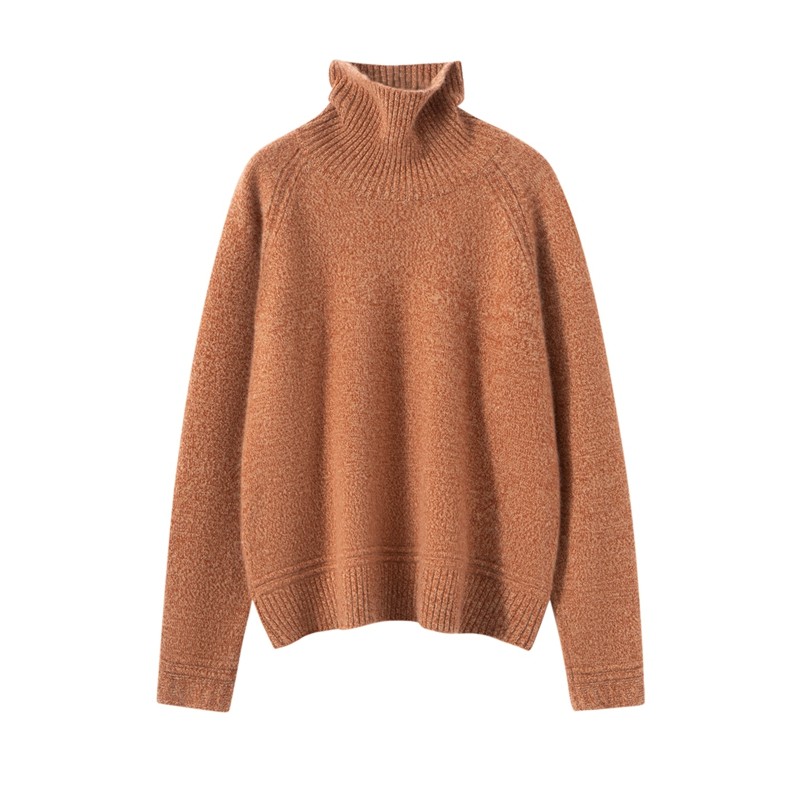 山羊绒衫女花纱加厚高翻领套头宽松打底毛衣极简风百搭,淘宝优惠券,粉丝福利购,淘宝优惠卷