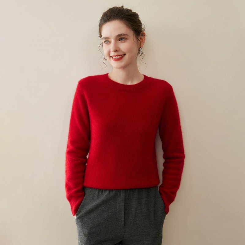 简约风小山羊绒衫女圆领宽松套头针织打底毛衣百搭,淘宝优惠券,粉丝福利购,淘宝优惠卷