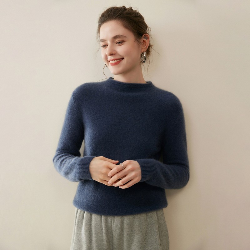 极简风半高领小山羊绒衫女套头加厚保暖针织打底衫修身毛衣,淘宝优惠券,粉丝福利购,淘宝优惠卷
