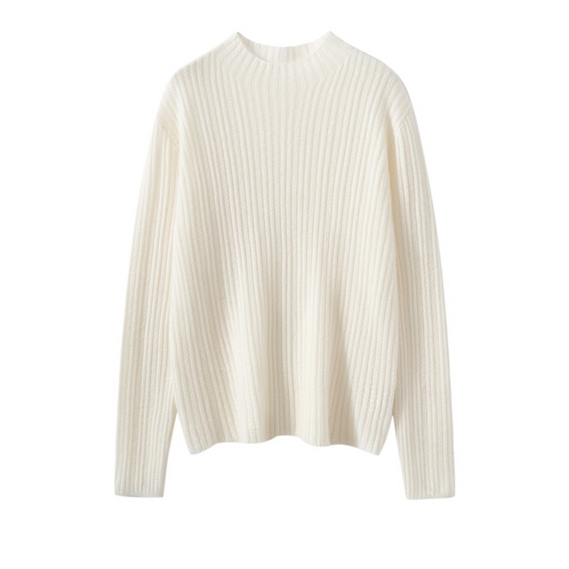 山羊绒衫女坑条半高领套头针织衫打底通勤修身保暖毛衣,淘宝优惠券,粉丝福利购,淘宝优惠卷