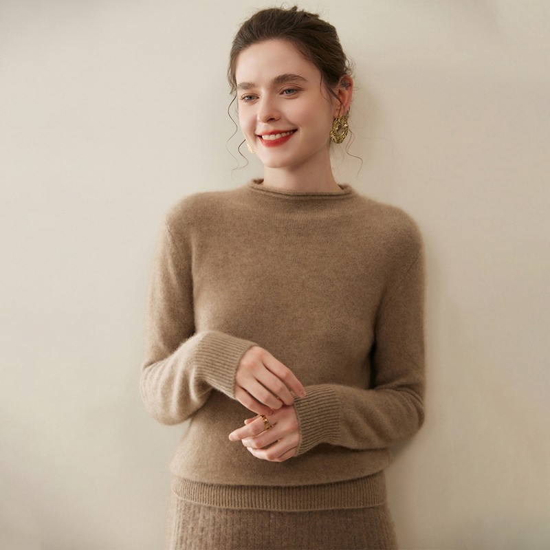 极简风半高领小山羊绒衫女套头加厚保暖针织打底衫修身毛衣,淘宝优惠券,粉丝福利购,淘宝优惠卷