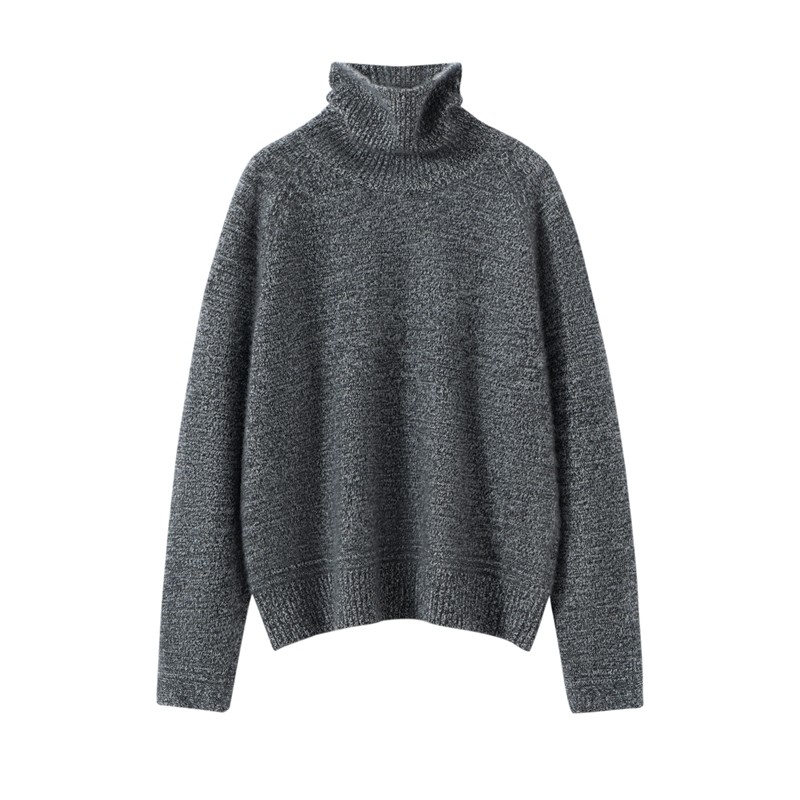 山羊绒衫女花纱加厚高翻领套头宽松打底毛衣极简风百搭,淘宝优惠券,粉丝福利购,淘宝优惠卷