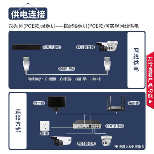 海康威视监控硬盘录像机4/8/16路网络高清NVR商用poe主机7808N-Q1 - 图2