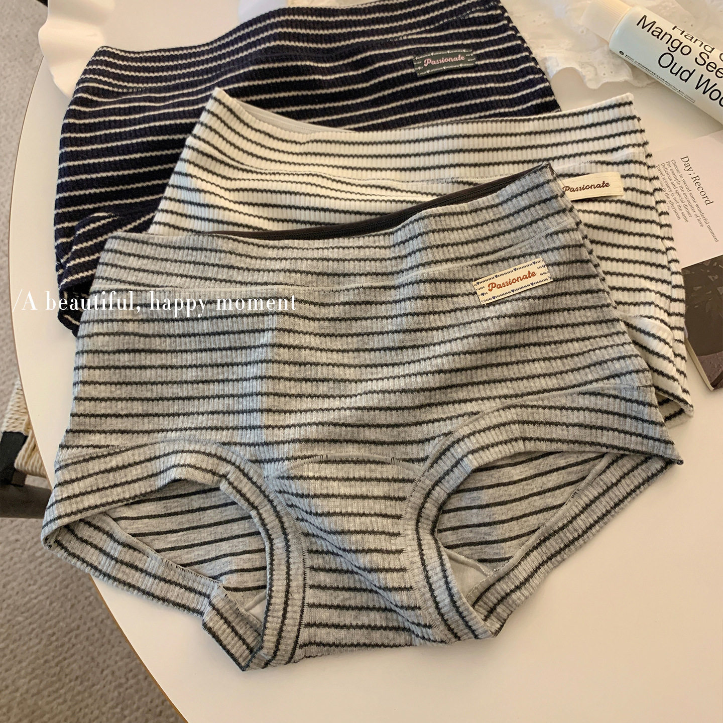 复古美式条纹纯棉内裤女螺纹10A抗菌加长裆中腰女士大码内裤批发,淘宝优惠券,粉丝福利购,淘宝优惠卷