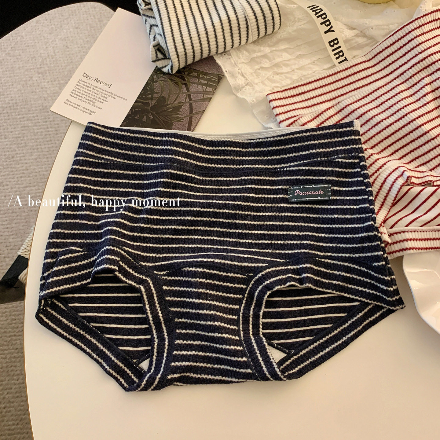 复古美式条纹纯棉内裤女螺纹10A抗菌加长裆中腰女士大码内裤批发,淘宝优惠券,粉丝福利购,淘宝优惠卷