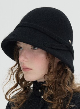 Amy韩国代购 25秋冬Brown hat  Ivy Knit Hat蝴蝶结针织渔夫帽4色