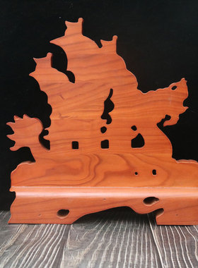 天然桃木一帆风顺船帆船摆件