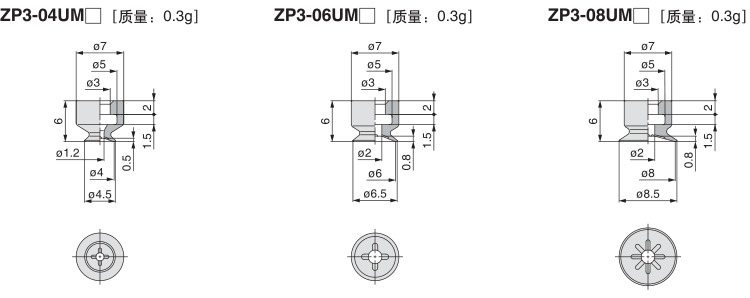 机械手吸嘴真空吸盘ZP3-04UM/06UM/08UM/10UM/13UM/16UMN/UMS - 图1