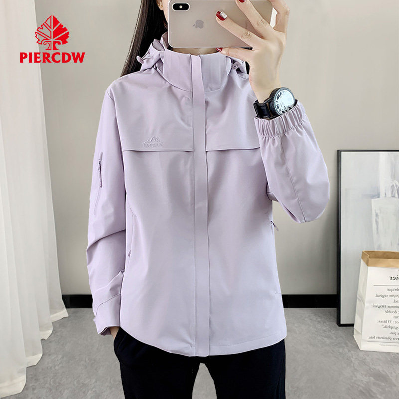 【PIERCDW品牌】冲锋衣女春秋季户外运动休闲防风防水登山服外套