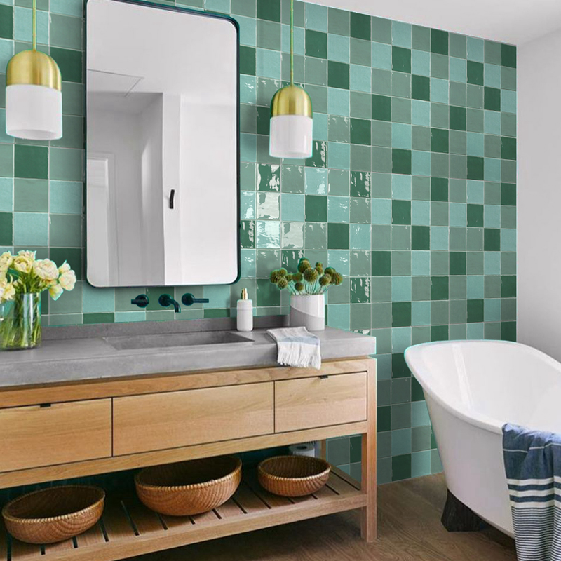 奇遇园 墨绿色瓷砖卫生间墙砖复古手工砖 网红厕所浴室厨房墙面砖