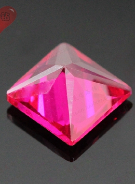 正方直角车花红宝石裸石戒面仿钻 公主方合成5#红刚玉Ruby首饰DIY