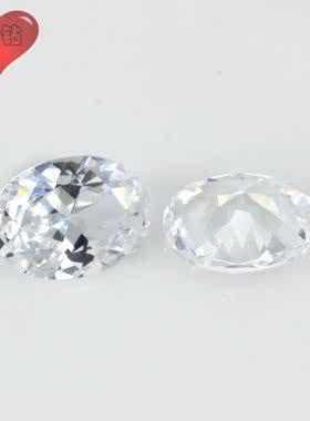 椭圆形白尖晶裸石戒面 蛋形人造合成白色透明镶嵌首饰品主石DIY