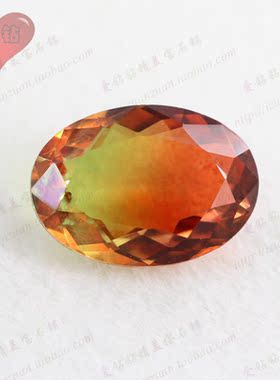 椭圆形西瓜碧玺裸石戒面 人工合成碧玺裸钻DIY镶嵌首饰品主石BX03
