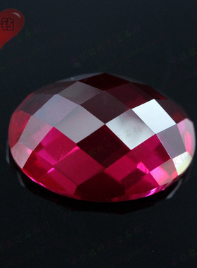 蛋形平底龟面5#红刚玉戒面裸石 合成红宝石椭圆形格子面仿钻DIY