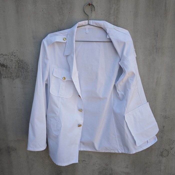 全新库存87的确良海白西服上衣薄款翻领铜扣男夏季涤良老货有黄斑,淘宝优惠券,粉丝福利购,淘宝优惠卷