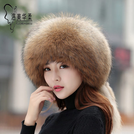 Womens Winter Mink Fur Hat Real Knit Water Jacket Silver Fox Fur Hat Female Warm Hat Fur Hat 