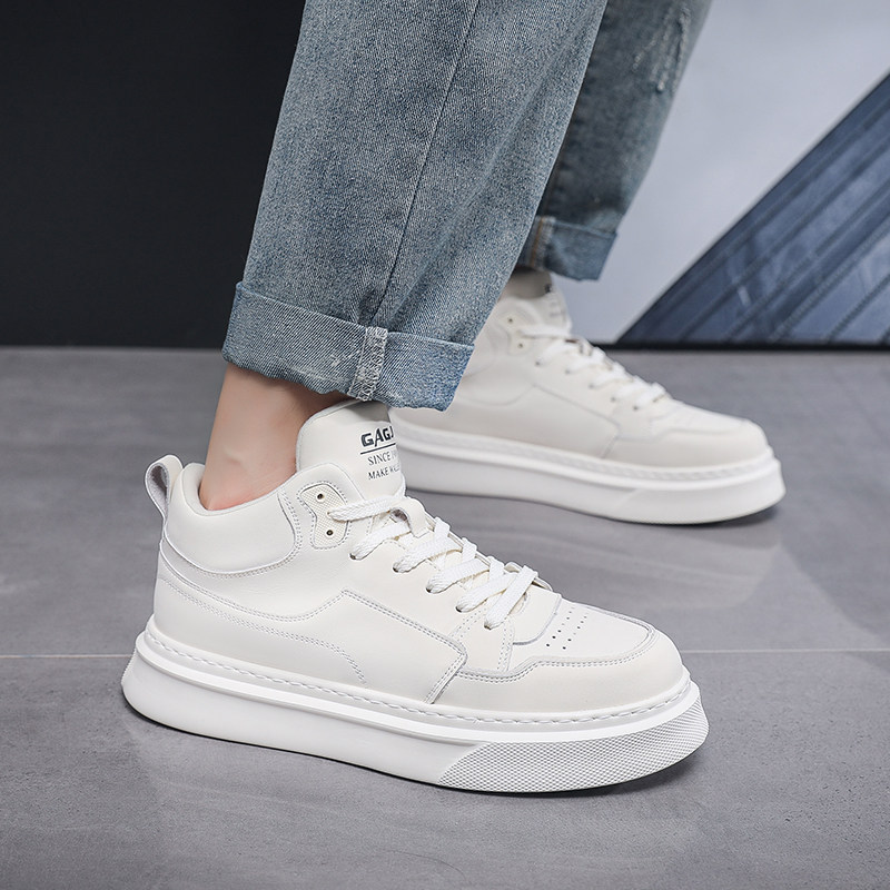 潮级制躁男鞋明星同款小白鞋网红潮牌中帮休闲鞋学生厚底增高板鞋
