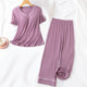 2025 new summer thin modal pajamas pure cotton women's loose and simple home wear set with chest pads
