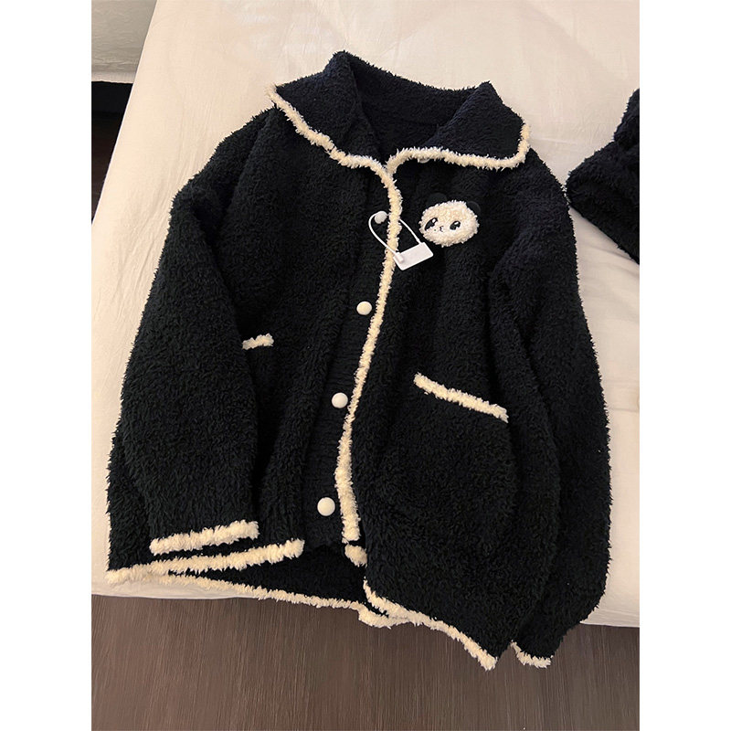 ins少女熊猫针织睡衣女冬季新款半边绒家居服加厚大码套装可外穿,淘宝优惠券,粉丝福利购,淘宝优惠卷