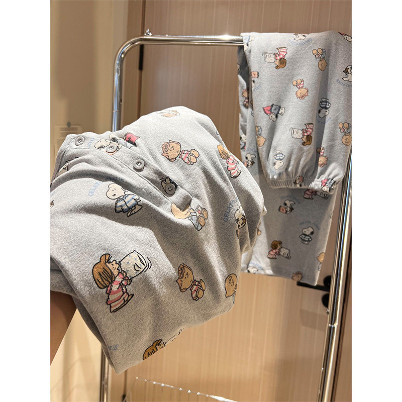 韩版少女可爱史努比印花长袖睡衣女秋冬季新款家居服大码长裤套装,淘宝优惠券,粉丝福利购,淘宝优惠卷