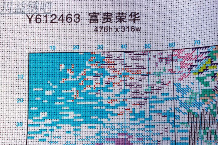 KS十字绣新款客厅富贵荣华孔雀牡丹图竖版玄关大画满绣手工线绣