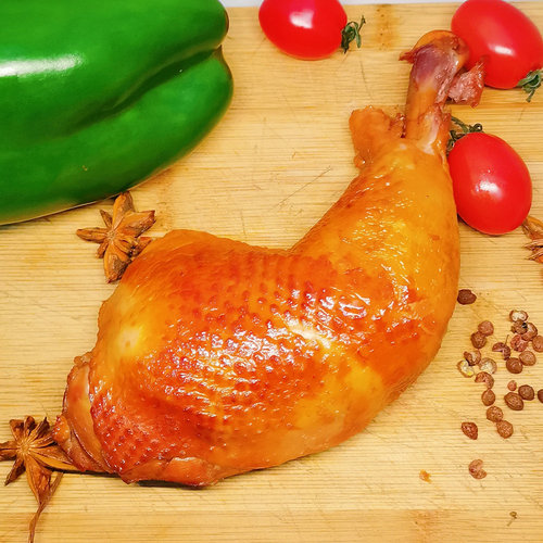 熏鸡腿熟食烟熏东北熏酱熏味鸡大腿真空即食卤琵琶腿五香非火鸡腿 - 图0