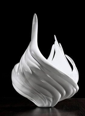 抽象白色玻璃钢过道前台柜子摆件