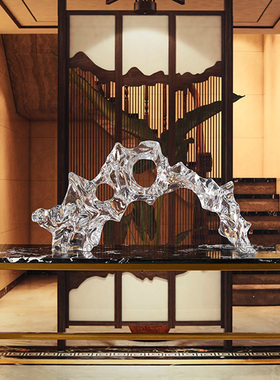 新中式风玄关太湖石透明太湖石