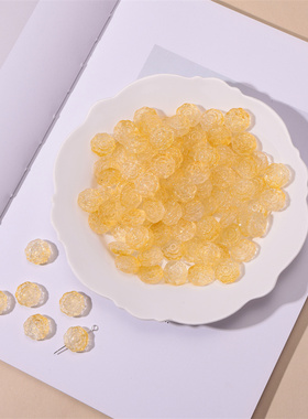 琉璃团花莲花花牌直孔手链手串项链吊坠diy发簪配件手机链材料