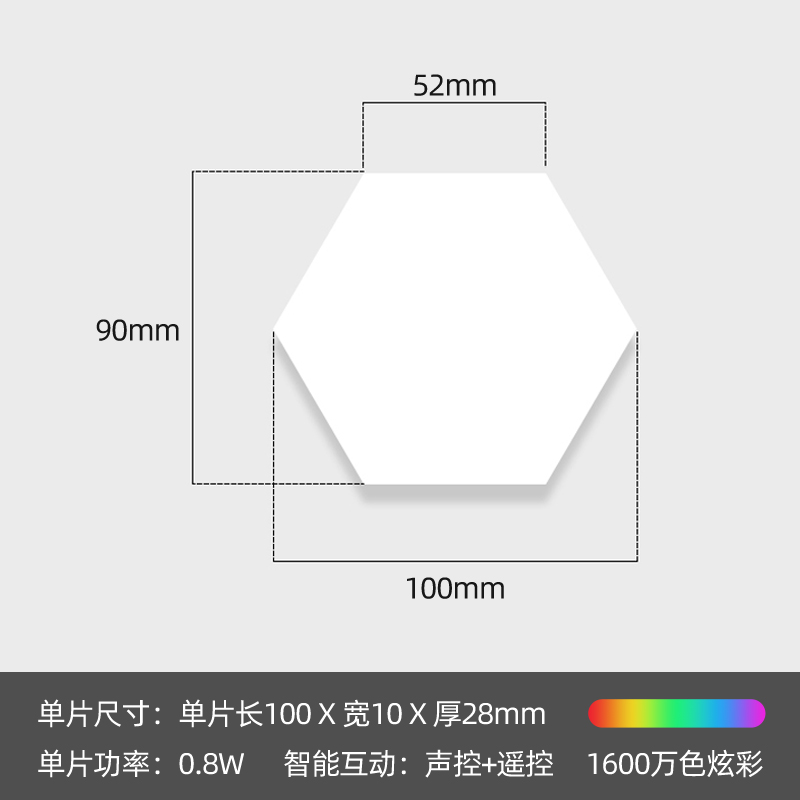 蜂巢量子灯奇光板电竞房氛围灯声控拾音灯拼接造型创意装饰氛围灯-图3