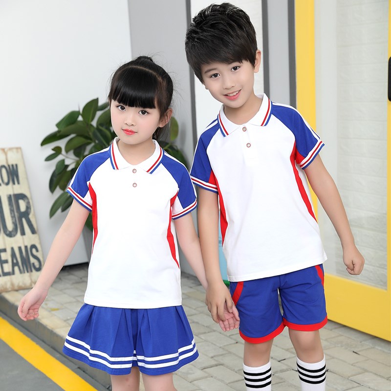 【定制】中小学纯棉校服夏季新款短袖班服幼儿园园服学院运动套装-图2