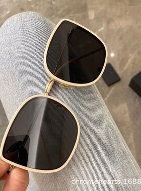 新款白色墨镜女2024同款港风黑圈