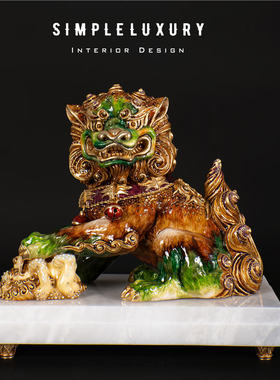 奢华大气神兽水晶玄关镇宅摆件
