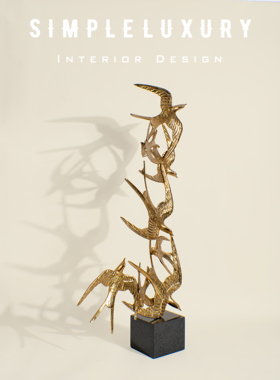 金色燕子招财玄关客厅雕塑摆件