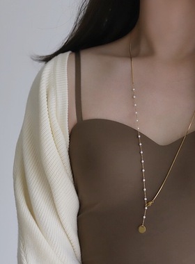 仿珍珠锁骨链女多种戴法毛衣链