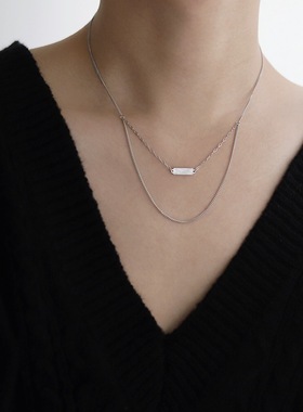 钛钢双层锁骨链女甜酷风项链