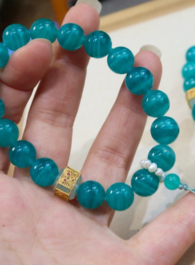 莫桑比克天然天河石手链女扎基拉姆手串原创设计生日礼物手饰珠宝